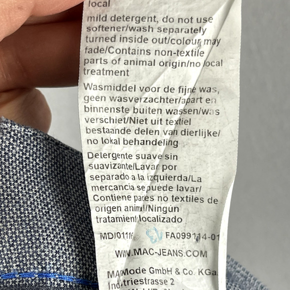 Mac Jeans Lennox Pants Mens 33x29 Blue Chino Cuffed Germany Career Office Preppy - Picture 15 of 16